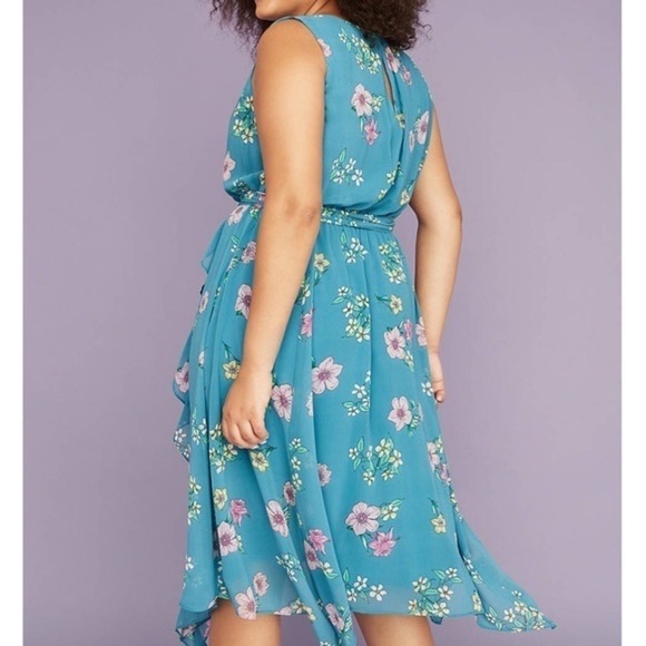 NWT Lane Bryant Blue Floral Chiffon Midi Dress Sz 22 - Picture 2 of 11